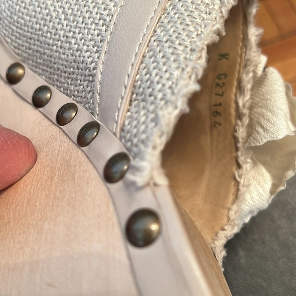 Runway Chanel Clogs Canvas Studded Camellia Flower Shoes Italy 38 - Picture 8 of 9